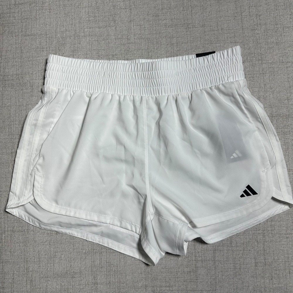 adidas Women's White Athletic Shorts with Black Logo